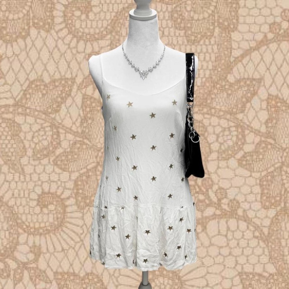 MI AMI FRANCESCA'S WHITE STAR STUD SWING DRESS
